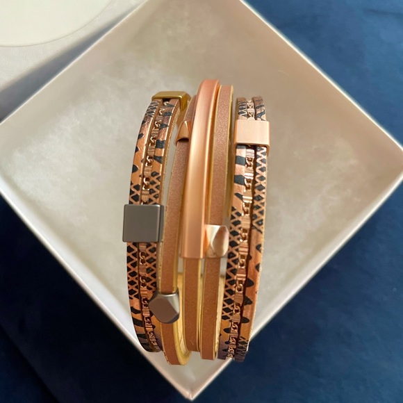 ashley westcott Jewelry New Rose Gold Leather Bracelet Poshmark